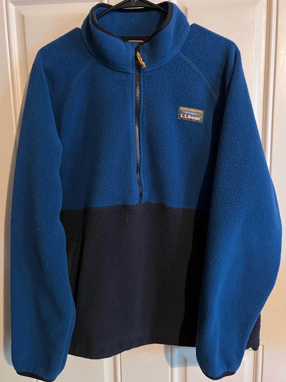 L.L.Bean Black & Blue Two-Tone Half-Zip Fleece Pullover - Size XL